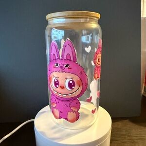 Cute Pink Monster Glass Cup